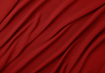 Background of red textile folded pleats