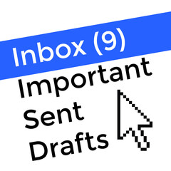 email interface, cursor arrow, vector illustration 