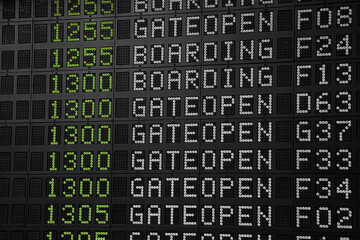 Flight information panel at airport