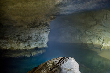 confluence of two underground rivers Pivka and Rak of Planina Cave nearby Postojna, Slovenia