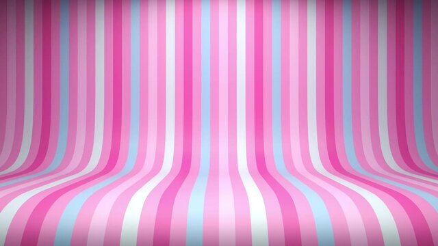 Striped candy pink studio background. Seamless loop. 3d rendering