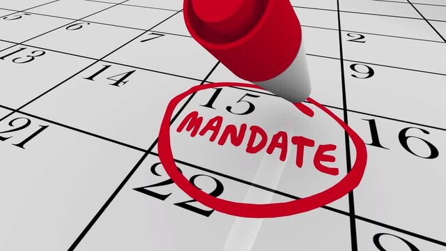 Mandate Starts Calendar Day Date New Rule Law Regulation 3d Animation
