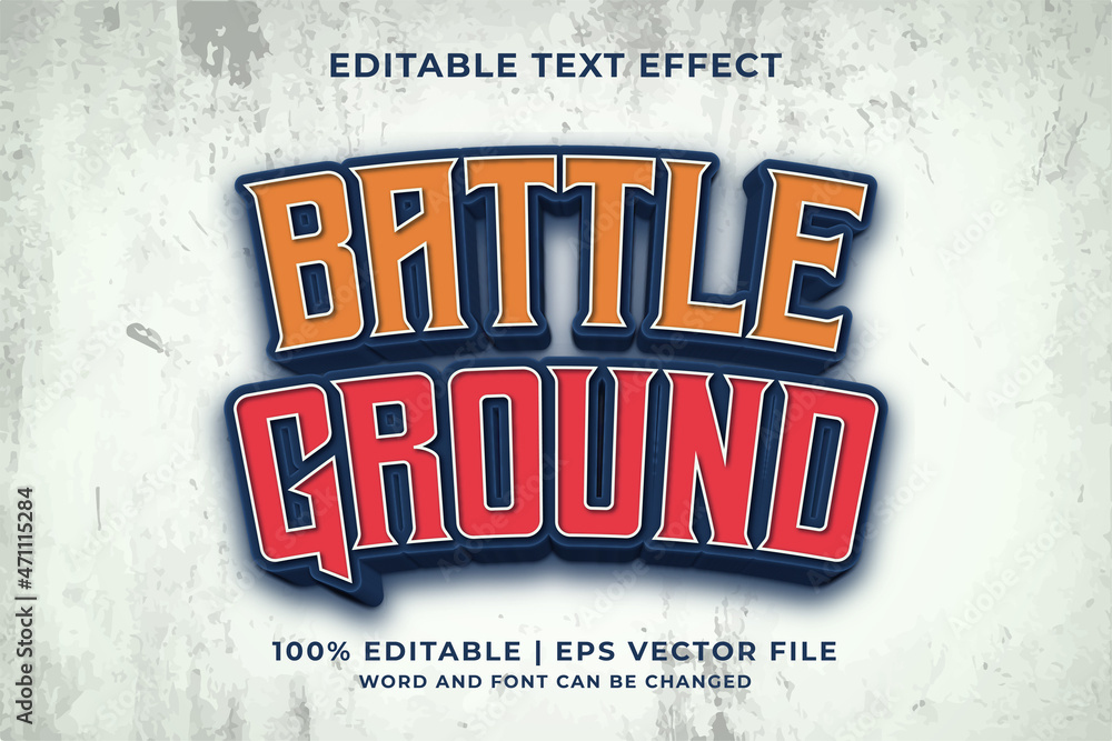 Poster editable text effect - battleground 3d template style premium vector