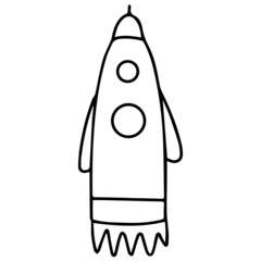 Rocket ship doodle icon. Hand drawn sketch in vector