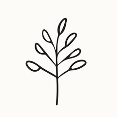 Organic nature. Branch with leaves on a beige background. Vector illustration for postcard, poster, interior, textile.