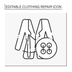 Blazer line icon. Replacing buttons in trendy jacket.Clothing repair concept. Isolated vector illustration. Editable stroke