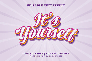 Editable text effect - Yourself 3d template style premium vector