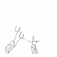 continuous drawing of women's legs on heels in the style of minimalism