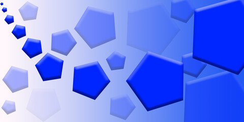 Bright Blue Color Background Or Backdrop Illustration Design With Small And Large Pentagon Shapes