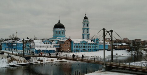 Ancient historical building of orthodox church cathedral in Russia, Ukraine, Belorus, Slavic people...