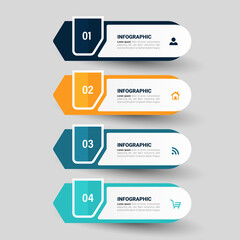 Obraz premium Infographics design template, business concept with 4 steps or options, can be used for workflow layout, diagram, annual report, web design.Creative banner, label vector. 