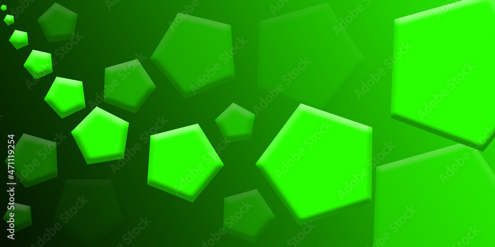 Wall mural green color backdrop or background design with pentagon shapes