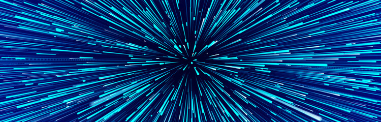 Abstract data flow space. Light rays. Explosion effect. Sci-fi Motion wallpaper. 3D rendering.