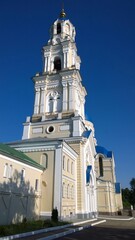 Fototapeta na wymiar Ancient historical building of orthodox church cathedral in Russia, Ukraine, Belorus, Slavic people faith and beleifs in Christianity Kaluga Ugra
