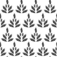 Seamless vector pattern coniferous tree, decorative spruce