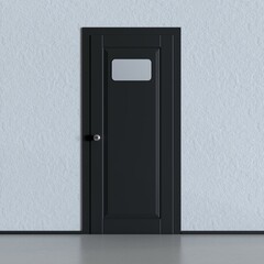 Black closed door with blank door plate mockup.