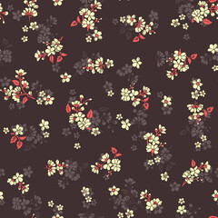 textile patch flower with dark dusty ground seamless design