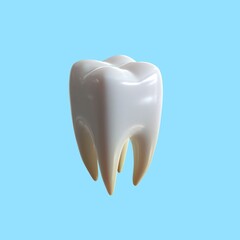 Tooth isolated 3d render. Four rooted molar.