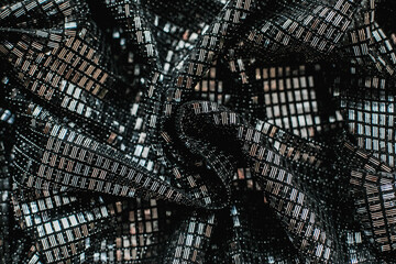 Sequins close-up macro. Abstract texture background with sequins.