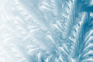 Abstract ice frost natural background with hoarfrost crystals.