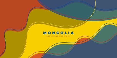 Blue, yellow and red abstract background design. Mongolia independence day template design.