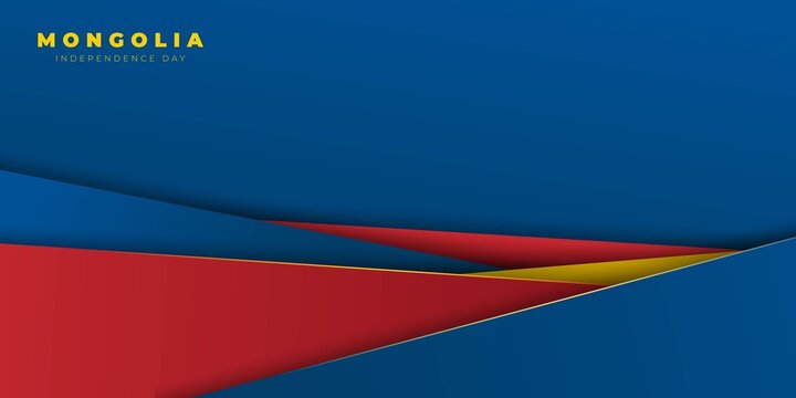 Blue and red geometric abstract background design. Mongolia independence day template design.