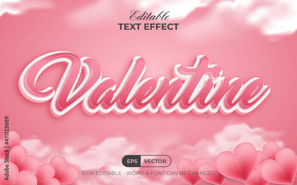Poster valentine text effect style. editable text effect.