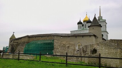 Ancient historical building of orthodox church cathedral in Russia, Ukraine, Belorus, Slavic people...