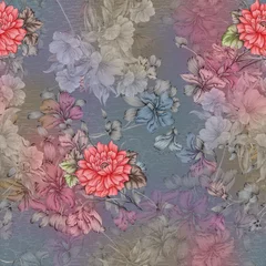 Wandaufkleber digital textile print flower floral seamless design for wallpaper, graphic , fabric © Vinayaka7