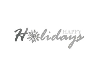 Happy holidays text on white background abstract card snowflakes winter 