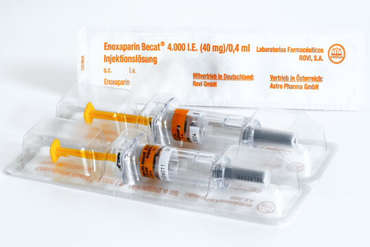 Germany 2021:Enoxaparin syringes son a prescription medicine that is used to: help prevent blood clots from forming in people. Prefabricated syringen in front of the pack.