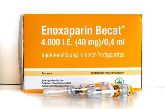 Germany 2021:Enoxaparin syringes son a prescription medicine that is used to: help prevent blood clots from forming in people. Prefabricated syringen in front of the pack.