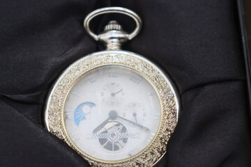 old vintage luxury pocket watch after restoration mechanical stopwatch