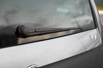Close up of back windshield wiper of the modern car