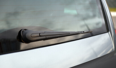 Close up of back windshield wiper of the modern car