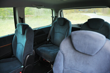 Velor seats, car interior. 