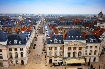 Fototapeta na wymiar Orleans cityscape from Martroi square rue Royale