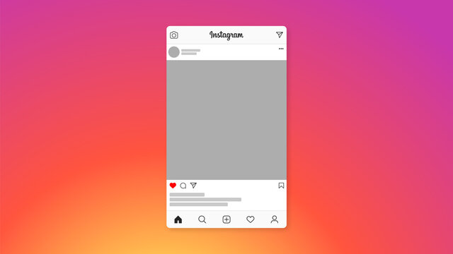 Instagram Post Mockup. Instagram Feed Post User Interface Vector Template