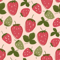 Summer fruit cartoon doodle seamless pattern
