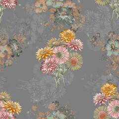 Fototapeta na wymiar digital textile print flower floral seamless design for wallpaper, graphic , fabric