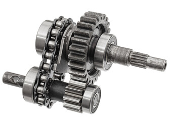 Gear reducer with chain drive, isolated on white background