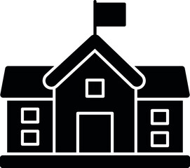 education icons school and building