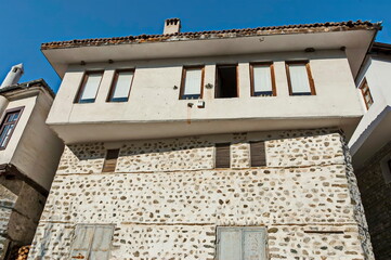 View of the old Bulgarian town with traditional houses, Melnik, Bulgaria