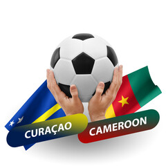 Soccer football competition match, national teams curacao vs cameroon