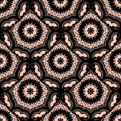 Black Lace Ornamental Seamless Pattern. Vector Illustration.
