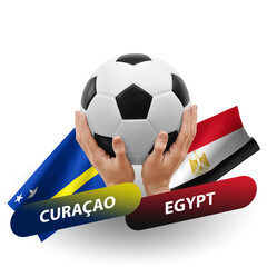 Soccer football competition match, national teams curacao vs egypt
