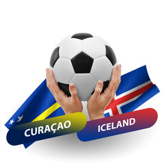 Soccer football competition match, national teams curacao vs iceland