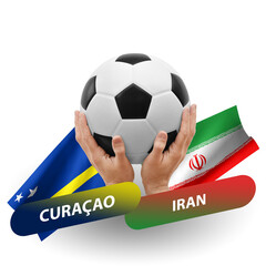 Soccer football competition match, national teams curacao vs iran