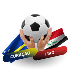 Soccer football competition match, national teams curacao vs iraq