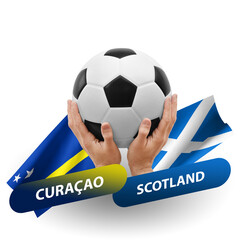 Soccer football competition match, national teams curacao vs scotland